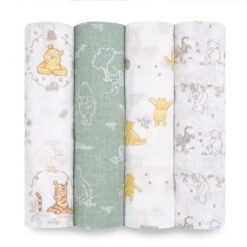 Lot De 4 Maxi-langes En Mousseline De Coton Winnie & Friends