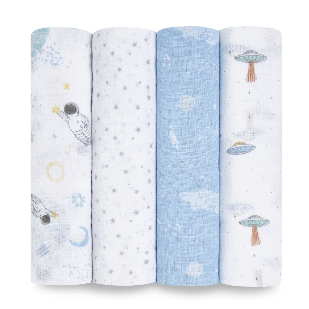 Lot De 4 Maxi-langes En Mousseline De Coton Space Explorers