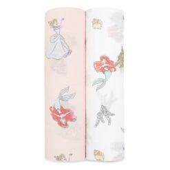 Lot De 2 Langes En Mousseline De Coton Disney Princesse