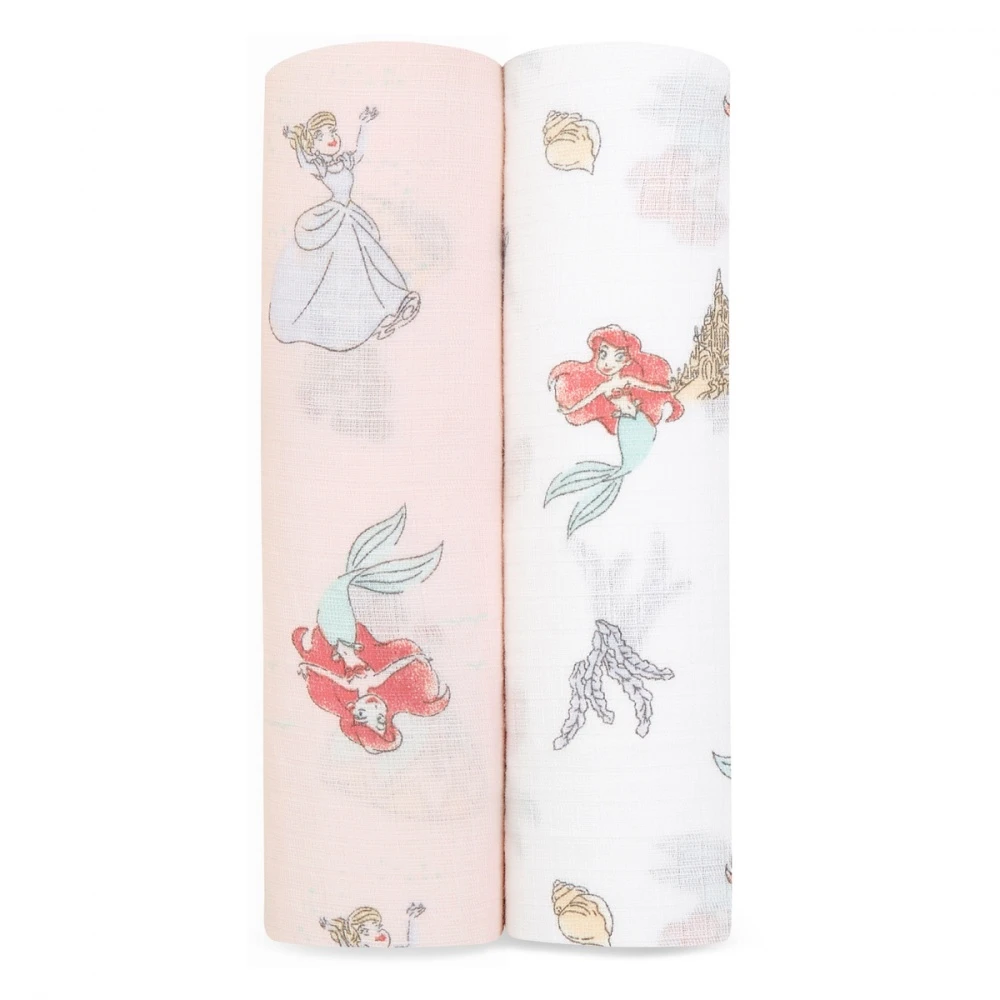 Lot De 2 Langes En Mousseline De Coton Disney Princesse
