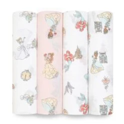 Lot De 4 Langes En Mousseline De Coton Disney Princesse