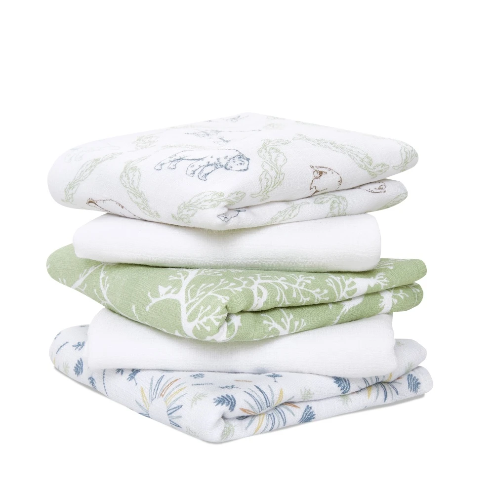 Lot De 5 Petits Langes En Mousseline De Coton Essentials Harmony