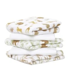 Lot De 5 Petits Langes En Mousseline De Coton Tanzania