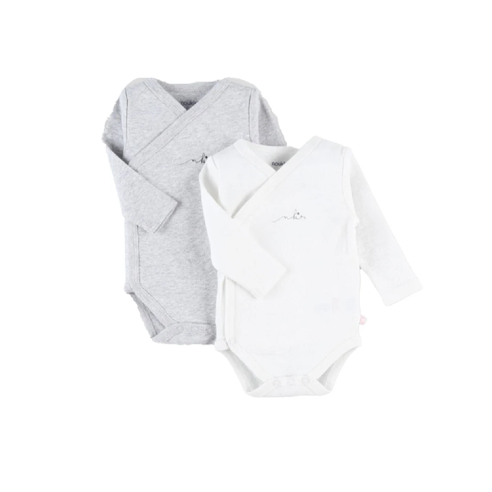 Lot De 2 Body Croisés Manches Courtes Blanc/gris 0 Mois