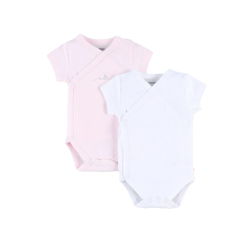 Lot De 2 Body Croisés Manches Courtes Rose/blanc 0 Mois