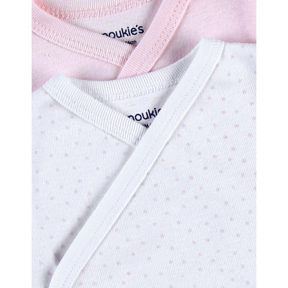 Lot De 2 Body Croisés Manches Courtes Rose/blanc 0 Mois – Image 3