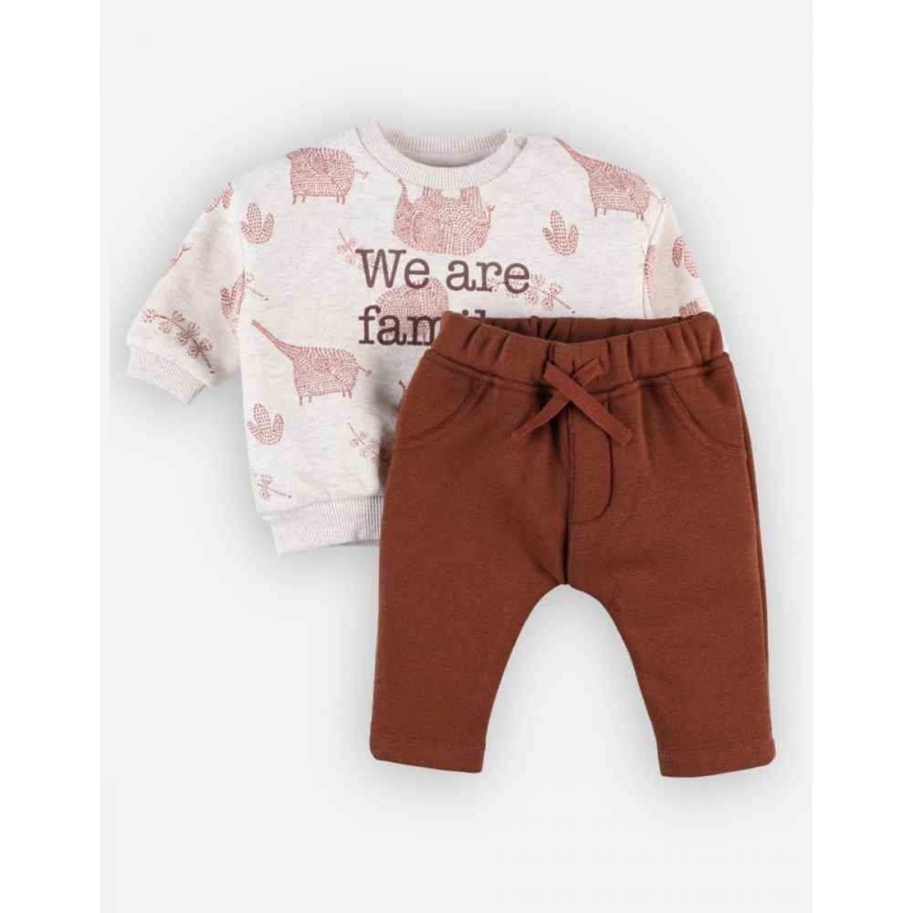 Ensemble Sweat éléphant + Jogging Caramel 1 Mois
