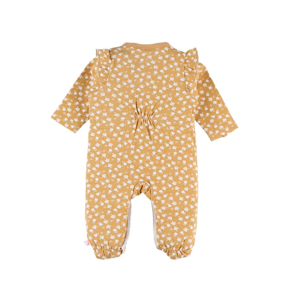 Pyjama 1 Pièce Fleuri En Jersey Moutarde 6 Mois – Image 2