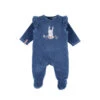 Pyjama 1 Pièce Lapin En Velours Marine 6 Mois