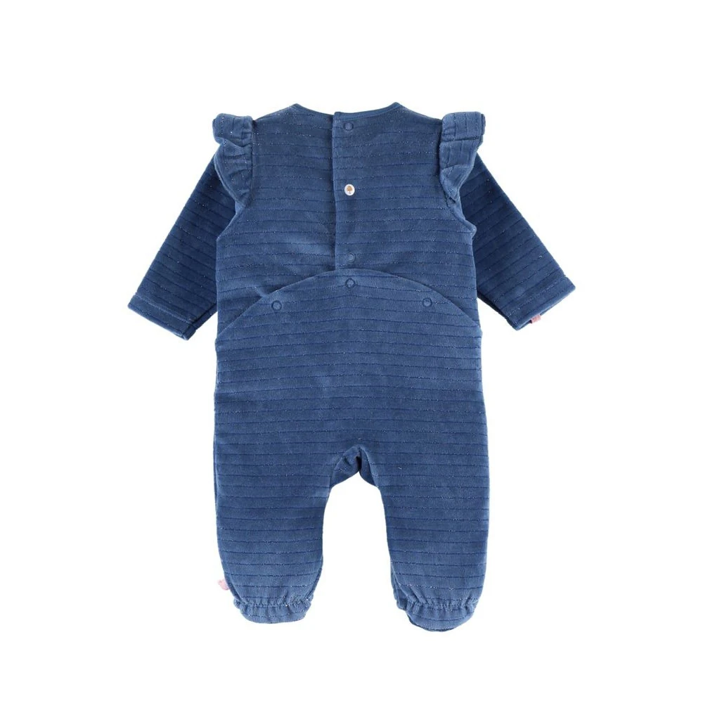 Pyjama 1 Pièce Lapin En Velours Marine 9 Mois – Image 2