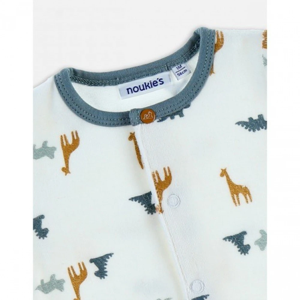 Pyjama Bébé Velours Blanc Dinosaures Et Girafes 3 Mois – Image 5
