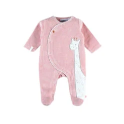 Pyjama Bébé Velours Girafe Rose 3 Mois