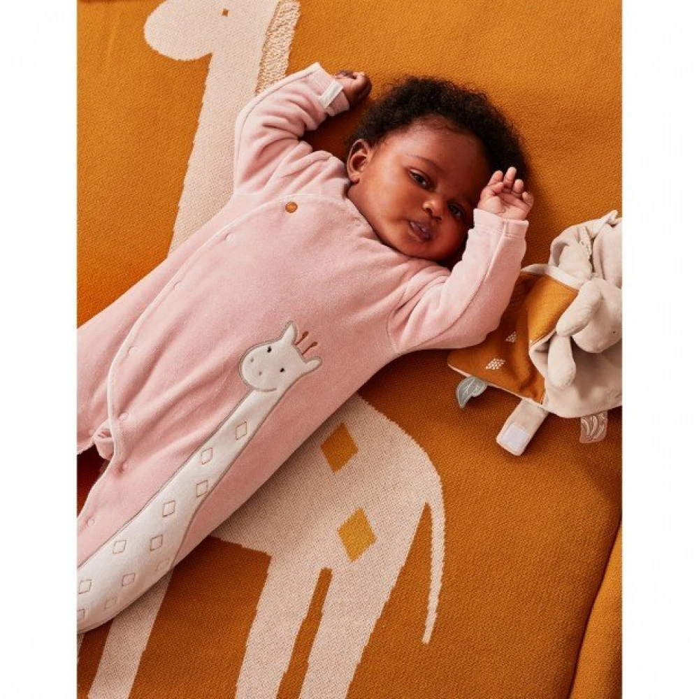 Pyjama Bébé Velours Girafe Rose 3 Mois – Image 2