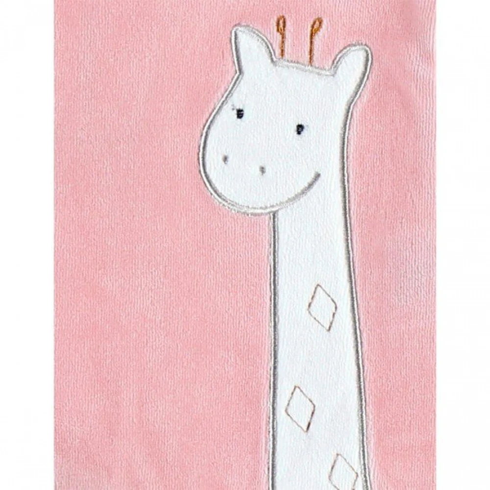 Pyjama Bébé Velours Girafe Rose 3 Mois – Image 3