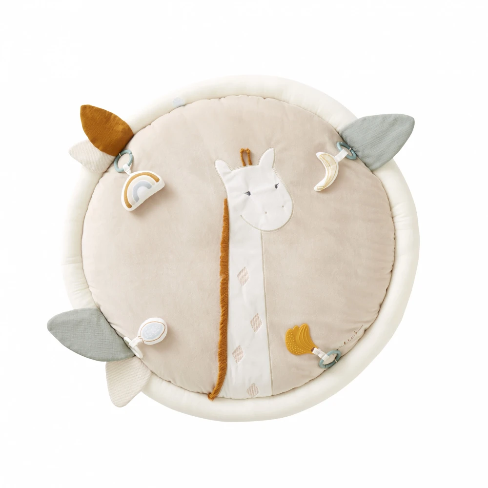 Tapis D'éveil Girafe Tiga En Veloudoux Beige – Image 2