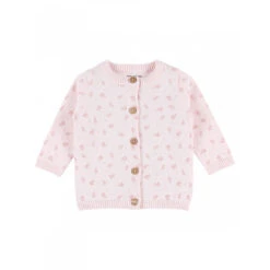 Gilet Maille Rose Fleurs 1 Mois