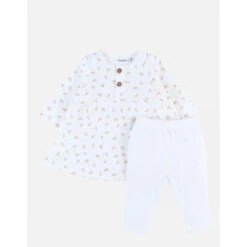 Robe Legging Fleurs Blanc 18 Mois