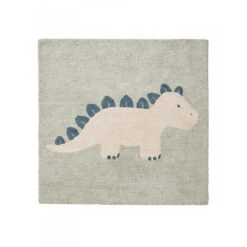 Tapis De Chambre Coton Bio 125 X 92 Cm Dinosaure Sauge