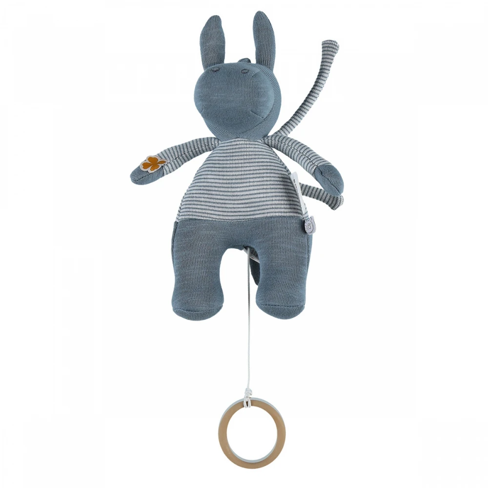 Peluche Mini Musical Coton Bio Paco Bleu – Image 3