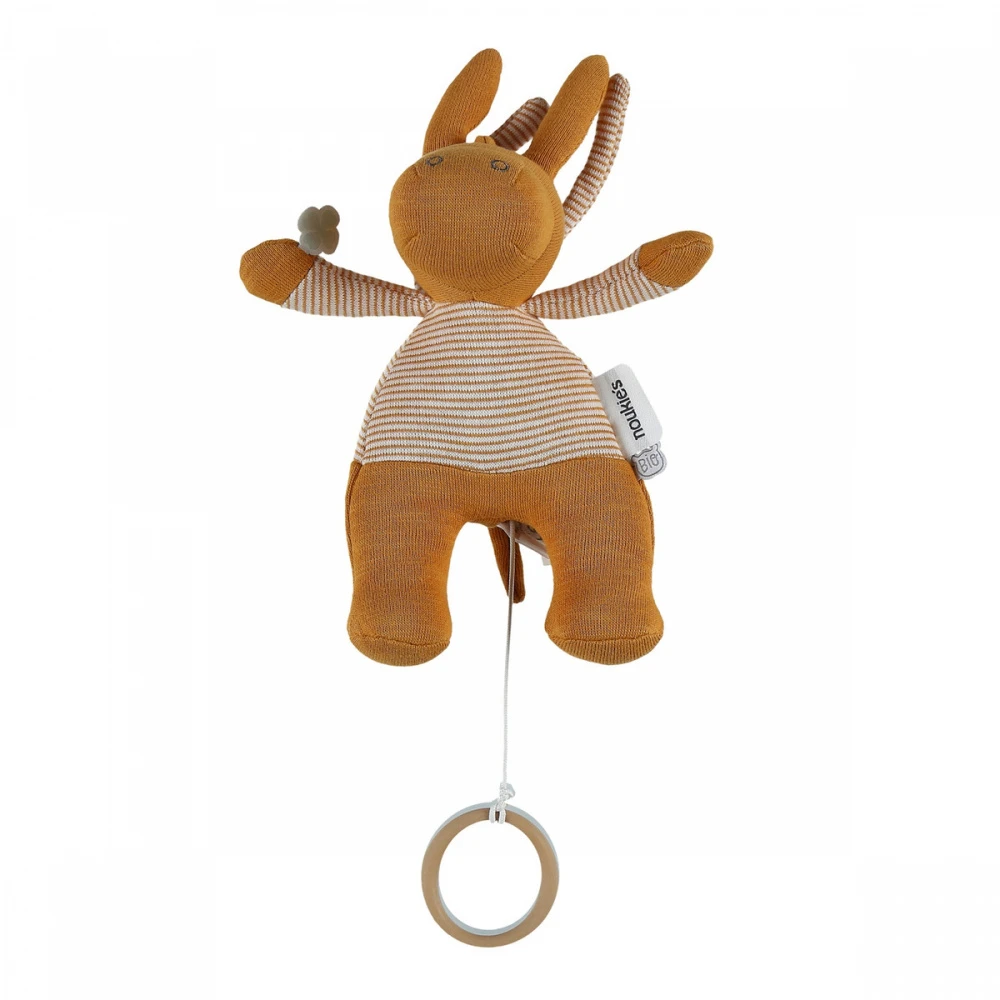 Peluche Mini Musical Coton Bio Paco Ocre – Image 2