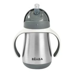 Beaba Tasse Paille Inox 250 Ml - Gris Minéral