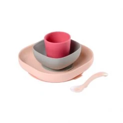 Beaba Coffret Repas Vaisselle Silicone 4 Pièces Pink