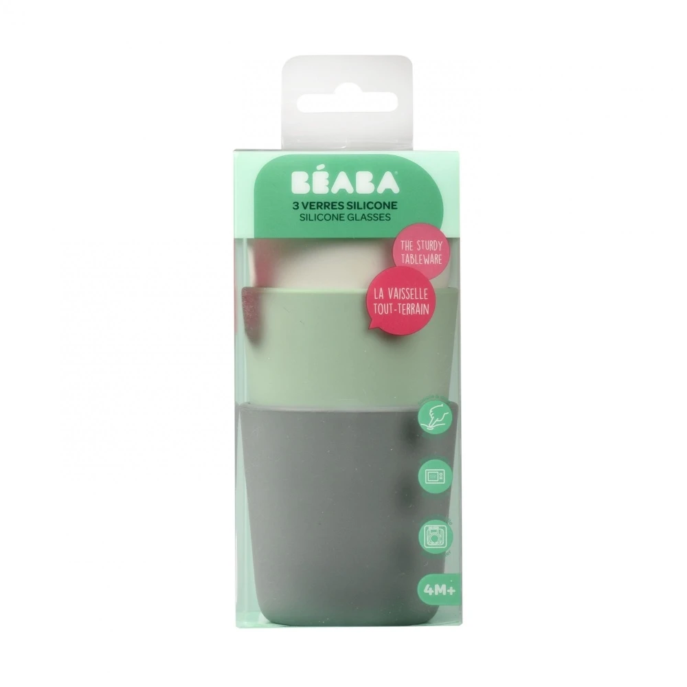 Beaba Lot De 3 Verres En Silicone Grey / Sage / Velvet – Image 4