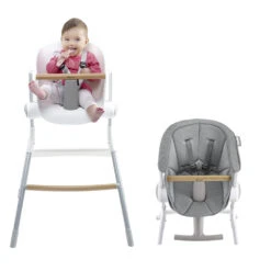 Beaba Chaise Haute Up And Down Grey/white + Assise Grey