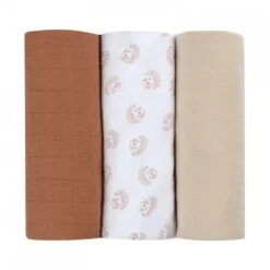 Beaba Lot De 3 Langes 70 X 70 Cm Hérisson