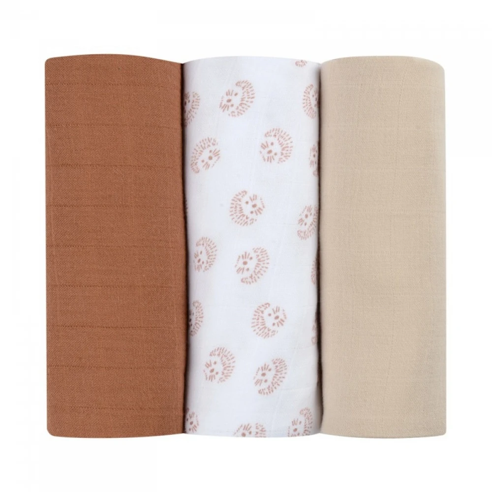 Beaba Lot De 3 Langes 70 X 70 Cm Hérisson