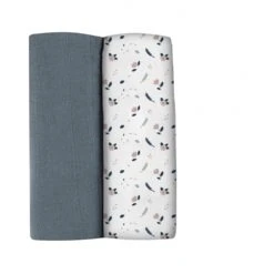 Beaba Lot De 2 Langes 120cm Gris Stormy / Flore Printanière