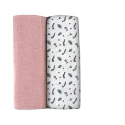 Beaba Lot De 2 Langes 120cm Vieux Rose / Campagne Florale