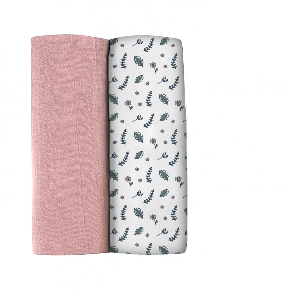 Beaba Lot De 2 Langes 120cm Vieux Rose / Campagne Florale