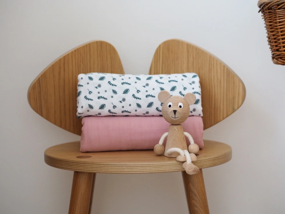 Beaba Lot De 2 Langes 120cm Vieux Rose / Campagne Florale – Image 2