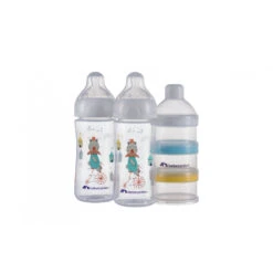 Lot De 2 Biberons Emotion Pp 270 Ml Funny Friends + Doseur De Lait
