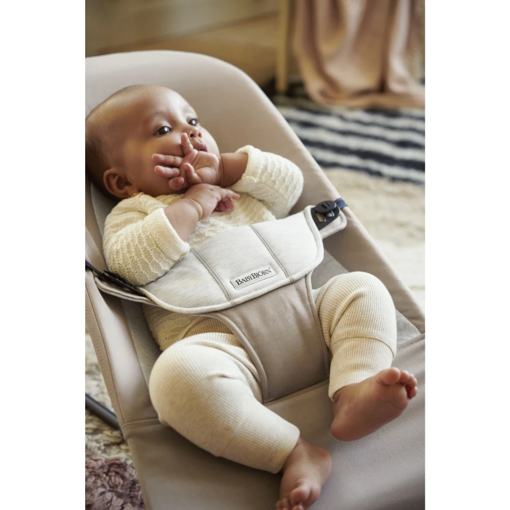 Babybjorn Transat Bébé Balance Soft Coton Et Jersey Beige Et Gris Cadre Noir – Image 2