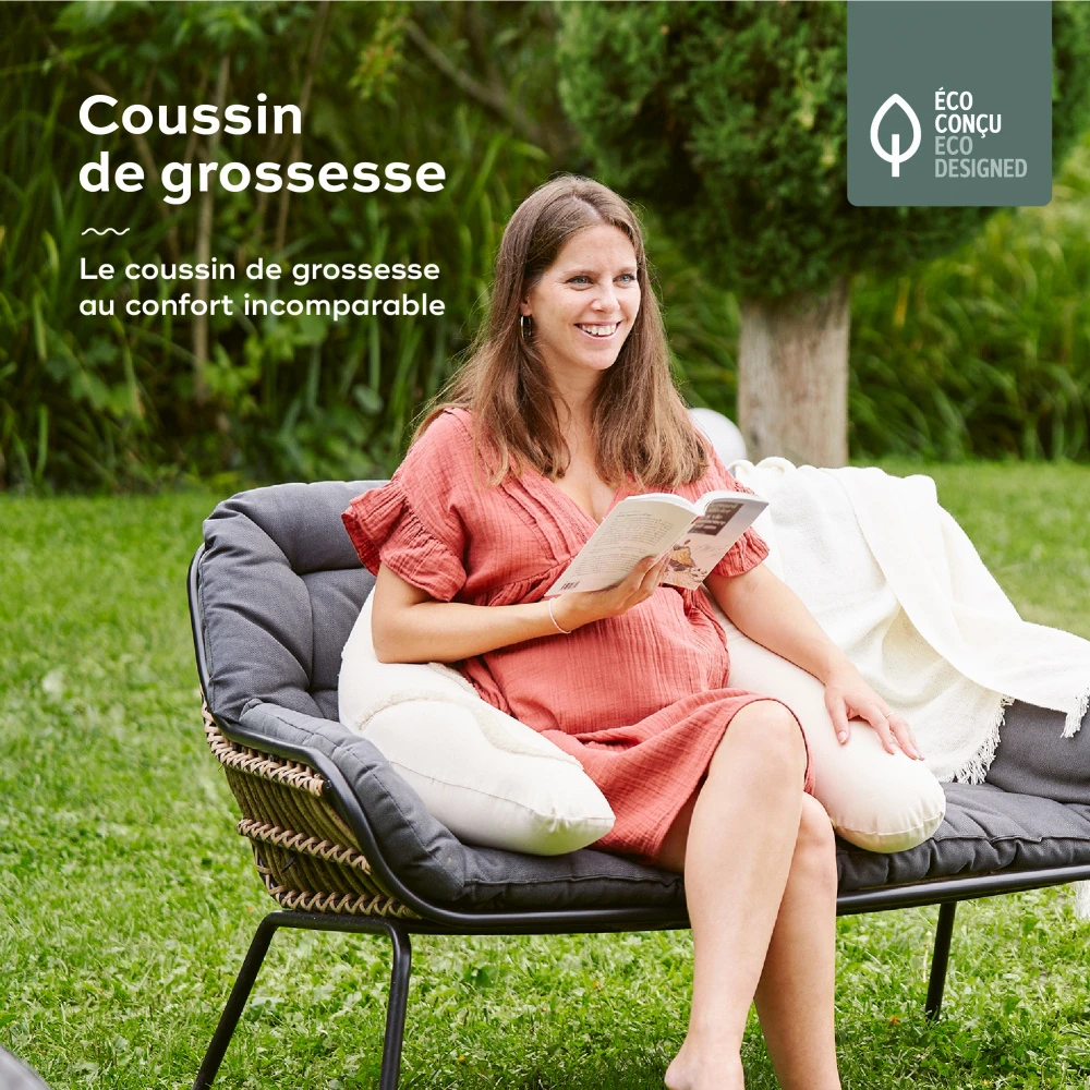 BabyMoov Pack Coussin D'allaitement B.love écru + Housse Terracotta – Image 2