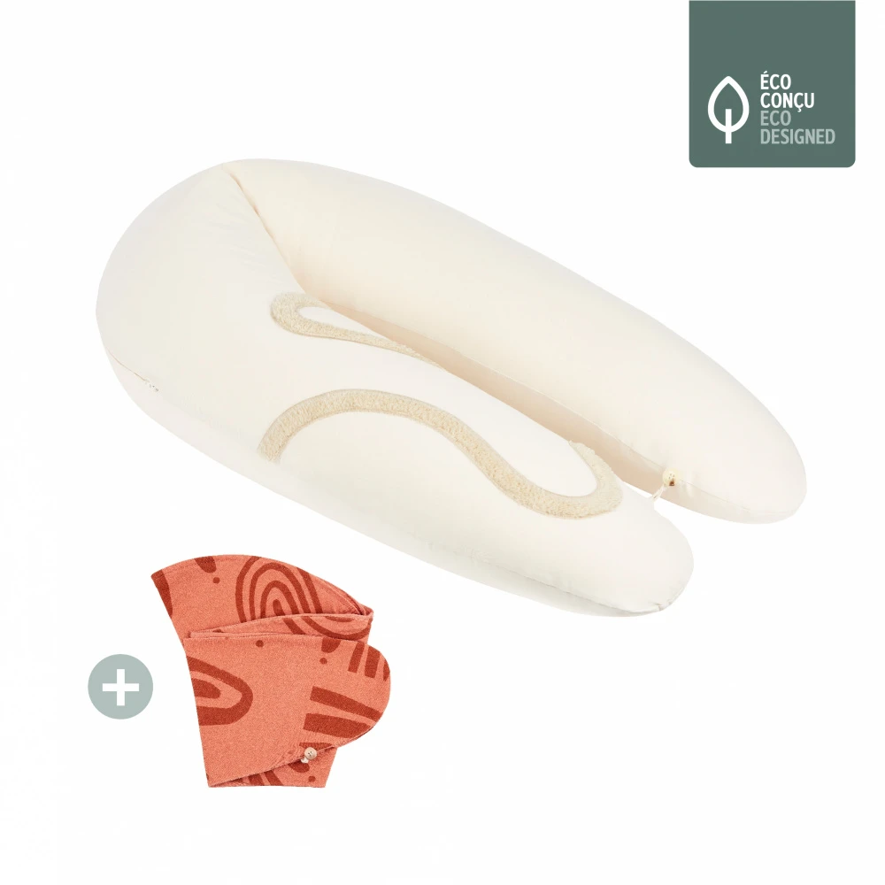BabyMoov Pack Coussin D'allaitement B.love écru + Housse Terracotta – Image 3