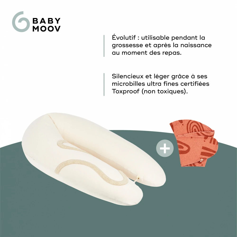 BabyMoov Pack Coussin D'allaitement B.love écru + Housse Terracotta – Image 4