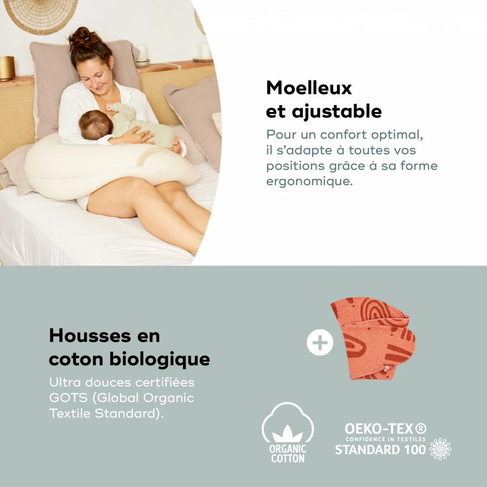 BabyMoov Pack Coussin D'allaitement B.love écru + Housse Terracotta – Image 6