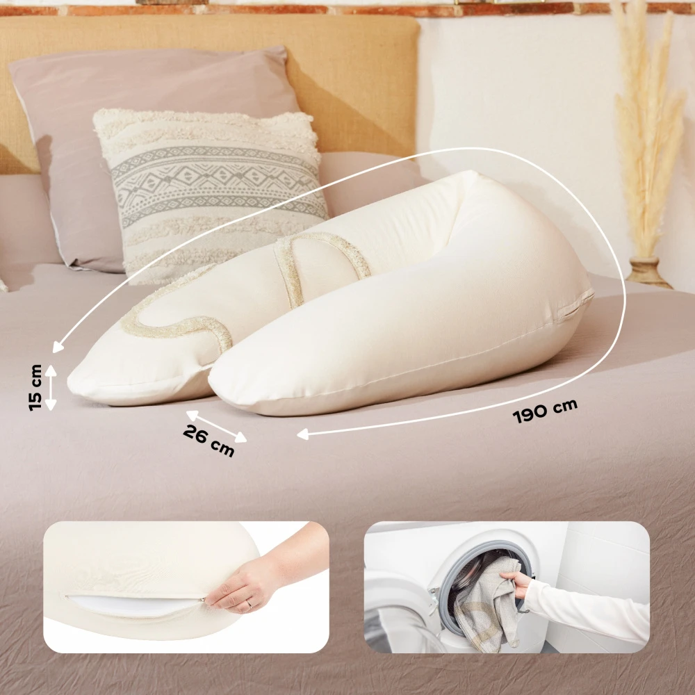 BabyMoov Pack Coussin D'allaitement B.love écru + Housse Terracotta – Image 8