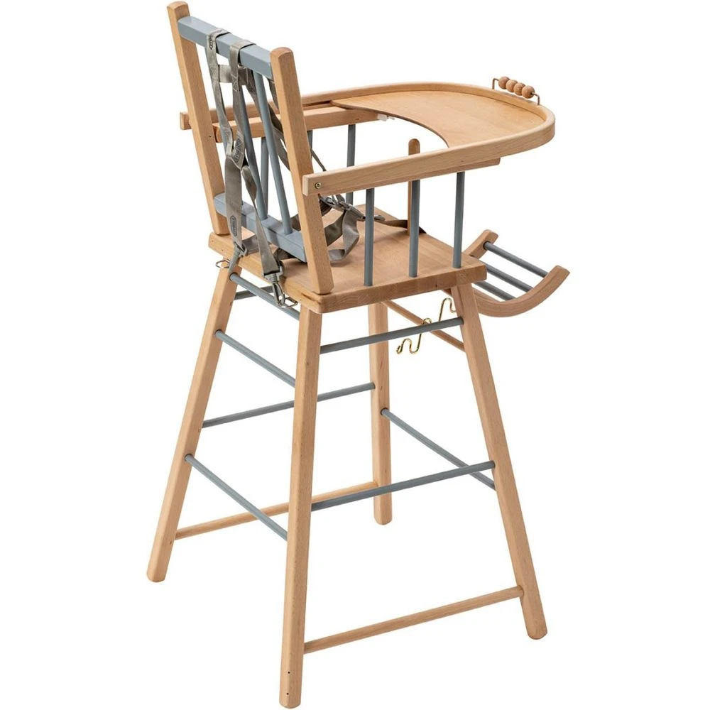 Chaise Haute En Bois André Hybride Bleu Gris – Image 4