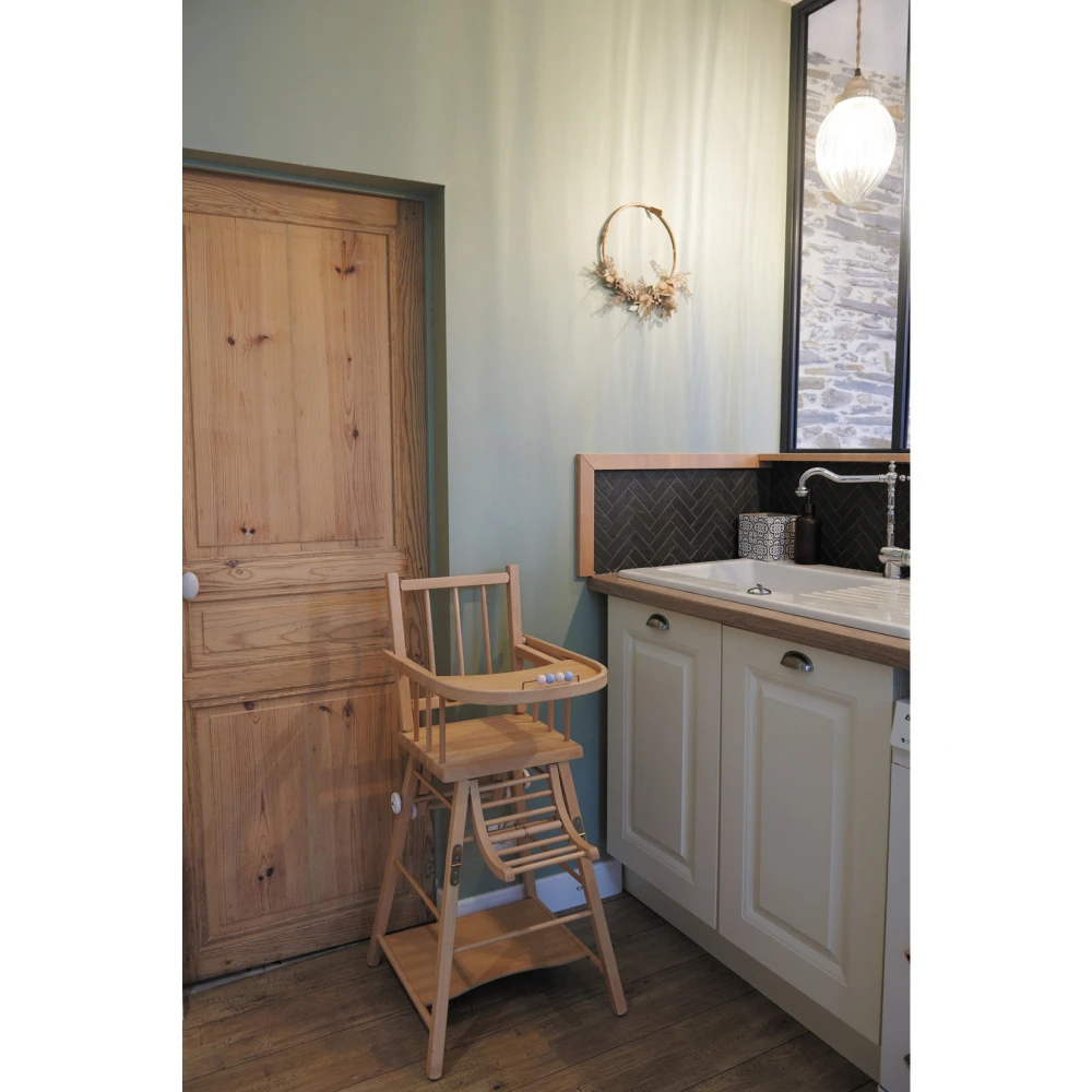 Chaise Haute Bébé Marcel Transformable Barreaux Vernis Naturel – Image 9