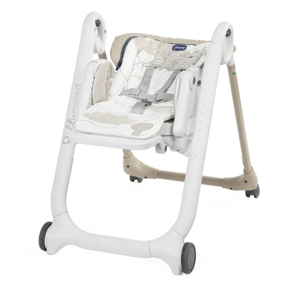 CHICCO Chaise Haute Polly Progres5 4 Roues Clouds – Image 3