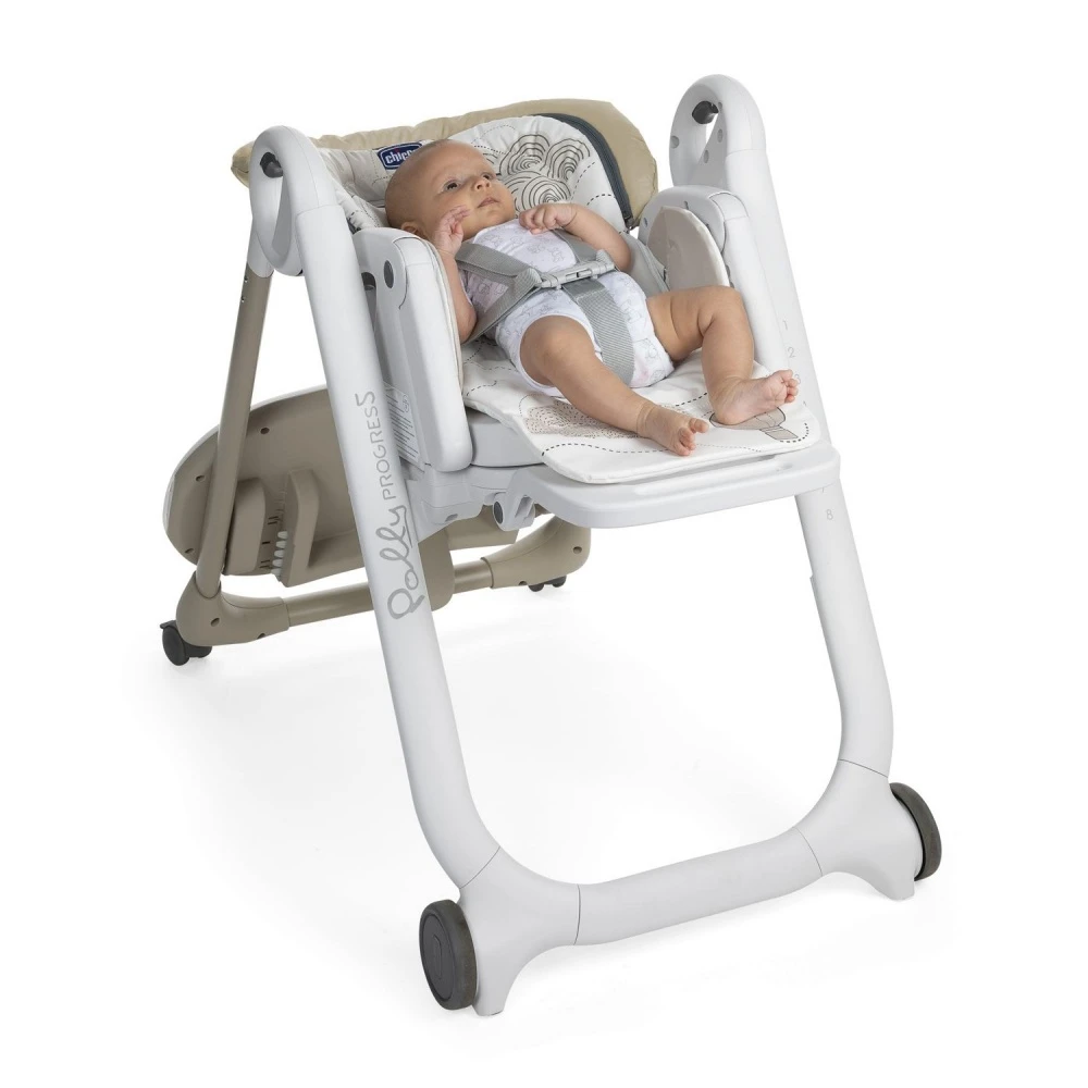 CHICCO Chaise Haute Polly Progres5 4 Roues Clouds – Image 10
