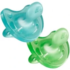 CHICCO Lot De 2 Sucettes Physio Soft En Silicone 16-36m Bleu Et Vert