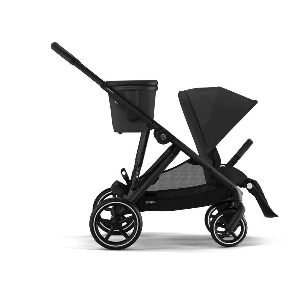 CYBEX Pack Trio Poussette Double Gazelle S - Chassis Noir + Nacelle Gazelle + Cloudz2 + 2 Lots Adaptateurs - Moon Black – Image 2