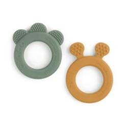 Done By Deer Lot De 2 Anneaux De Dentition Deer Friends Moutarde/vert