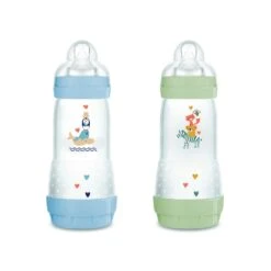 MAM Lot De 2 Biberons Anti-colique 320ml Easy Start Bleu Et Vert