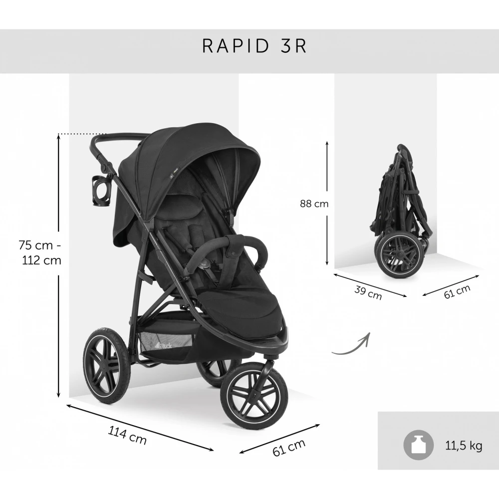 HAUCK Poussette Rapid 3r Black – Image 3